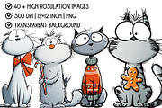 Cute Christmas Cat Clipart, an Illustration by Pixels.Craft (Thumbnail 4 of 6)
