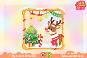 Christmas Reindeer Clipart, a Seasonal Illustration by K.JackArtwork (Thumbnail 1 of 6)