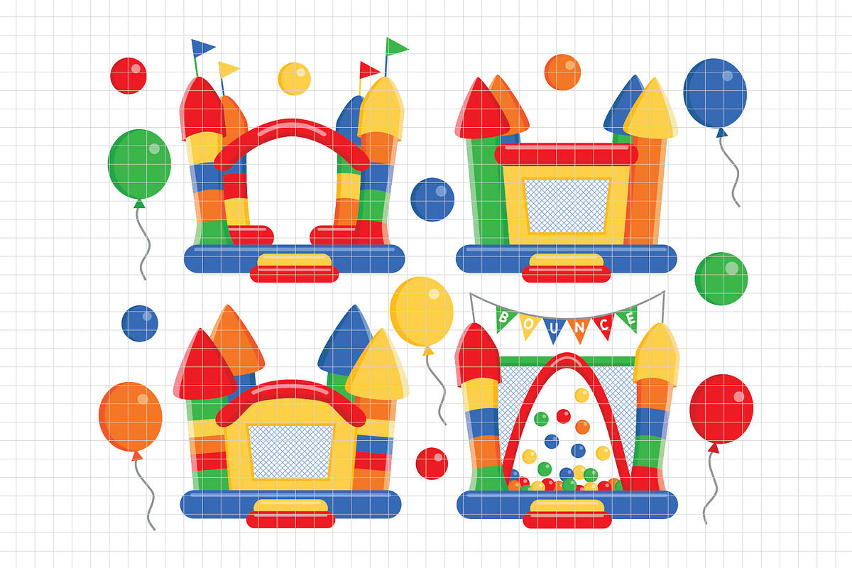Bounce House Clipart (DC62), a Decorative Illustration by Printablestore