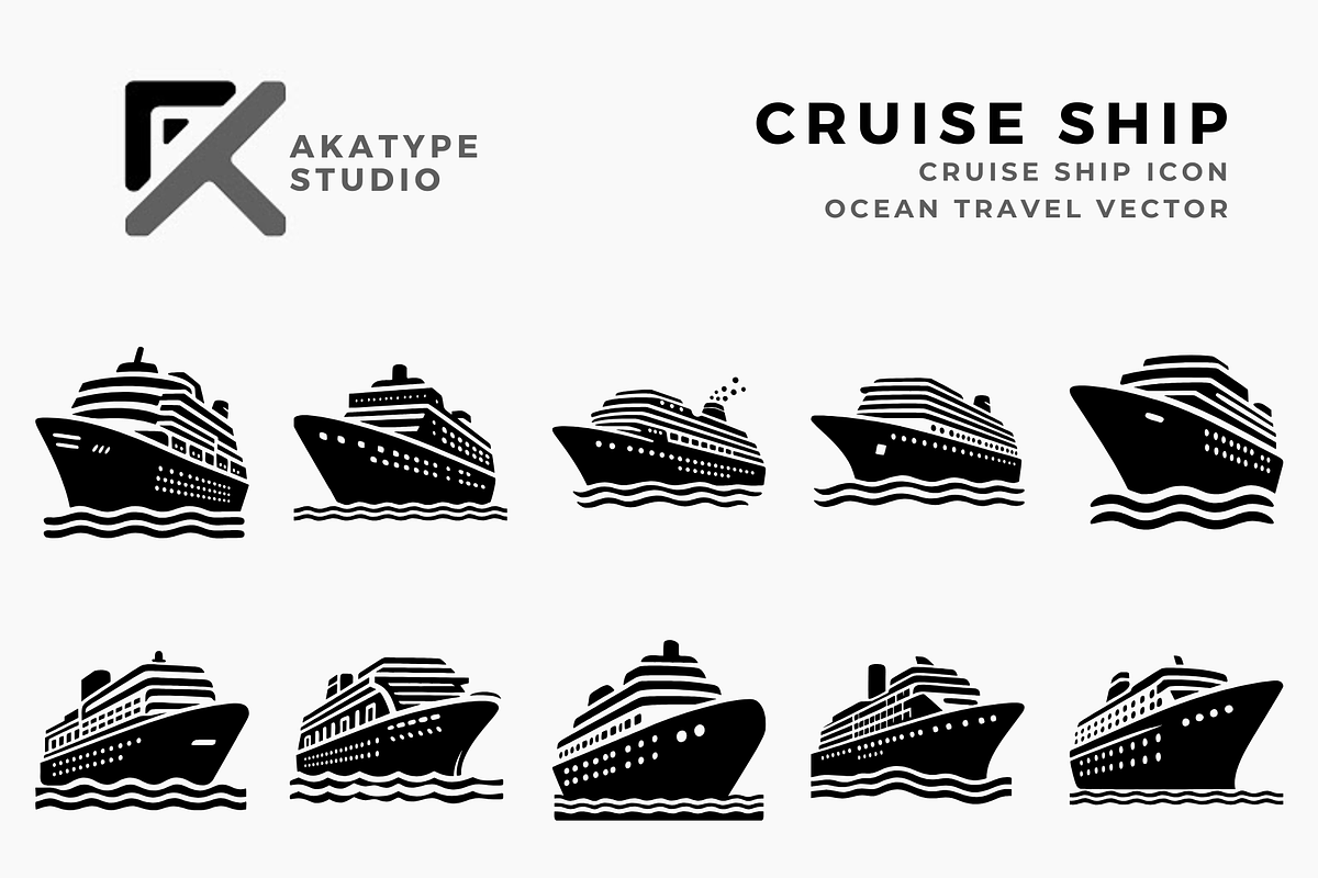 Cruise Ship Icon Vector, a Solid Icon by Akatype Studio (Photo 1 of 3)
