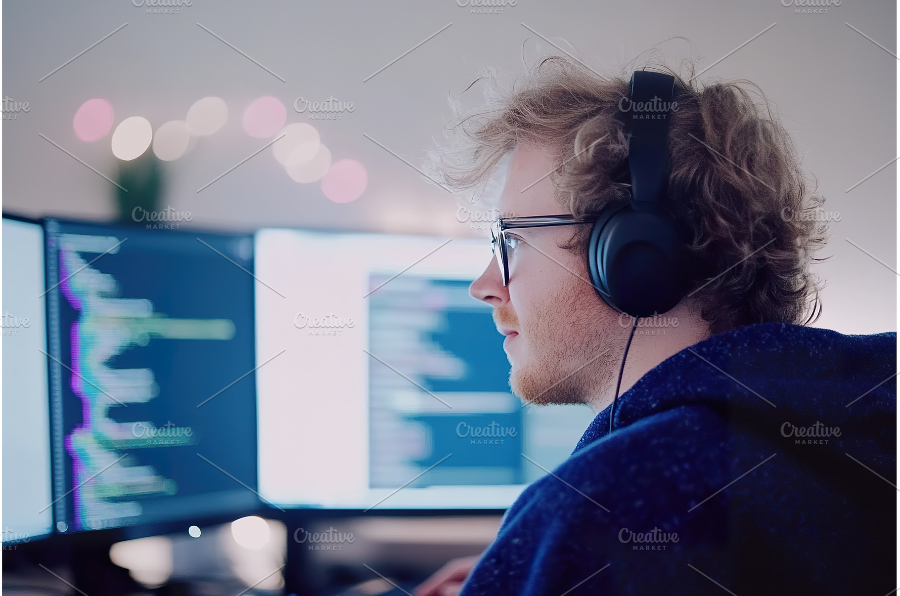 Young Caucasian Male Coder Working, a Technology Photo by Lermont51