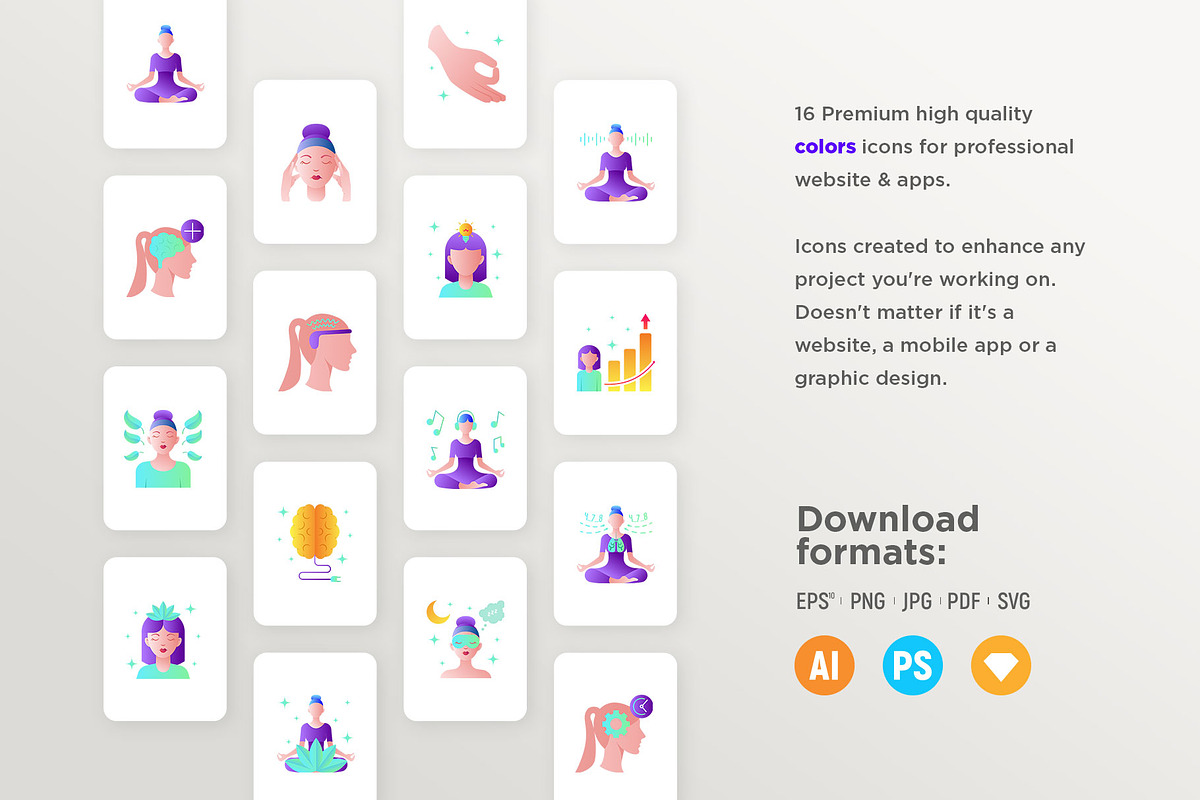 Meditation | 32 Icons Set Hand Drawn, an Outline Icon by Marina Silence (Photo 11 of 17)
