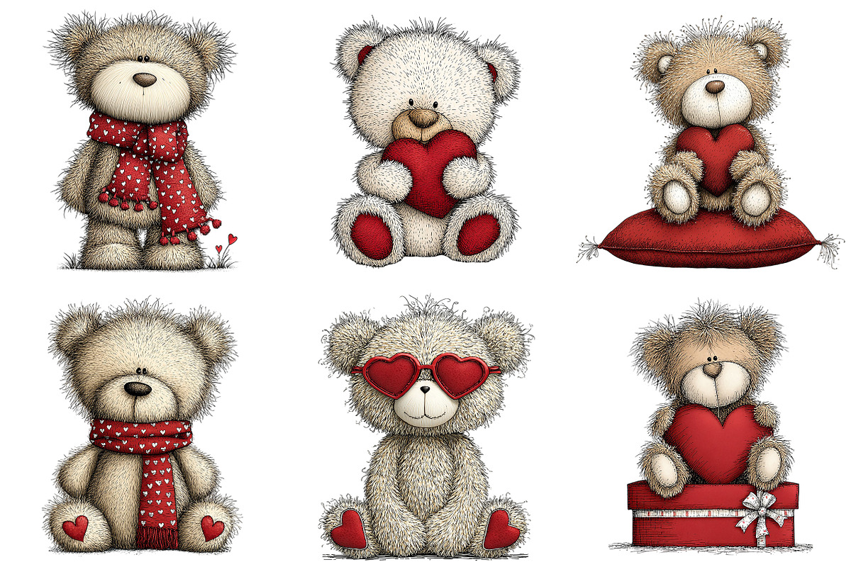 Valentine’s Day Teddy Clipart, an Illustration by Craft Nest (Photo 7 of 11)