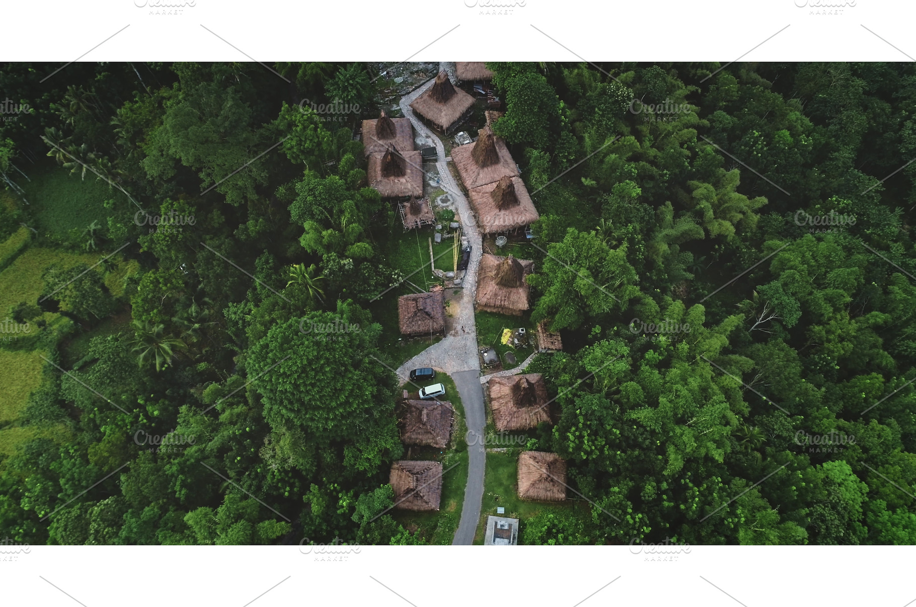 Traditional village immersed in lush, an Architecture Photo by Goinyk