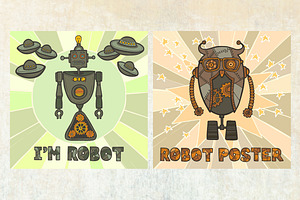 Hipster Robots Sketch Set