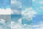 Blue Sky Watercolor Backgrounds, a Texture Illustration by ArtbyHien (Thumbnail 2 of 4)