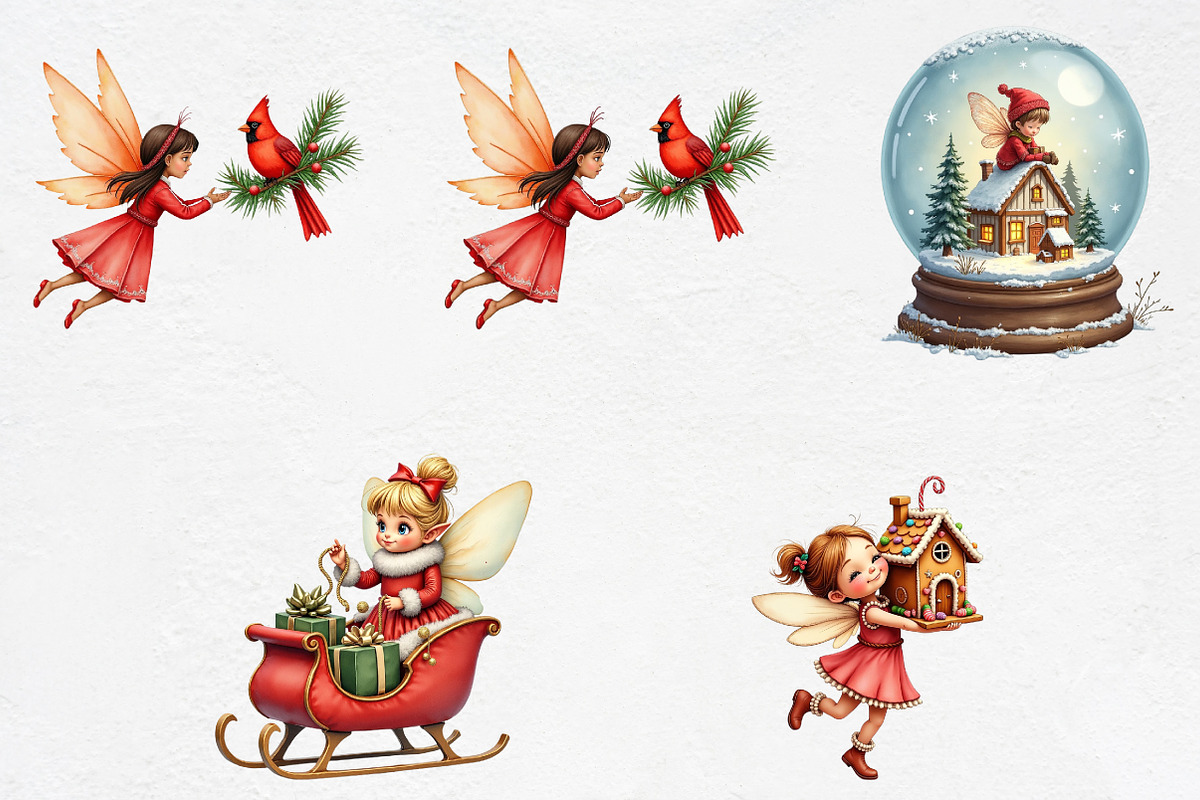 Fantasy Christmas Fairy Clipart Bund, an Illustration by CrexoraLab (Photo 4 of 5)