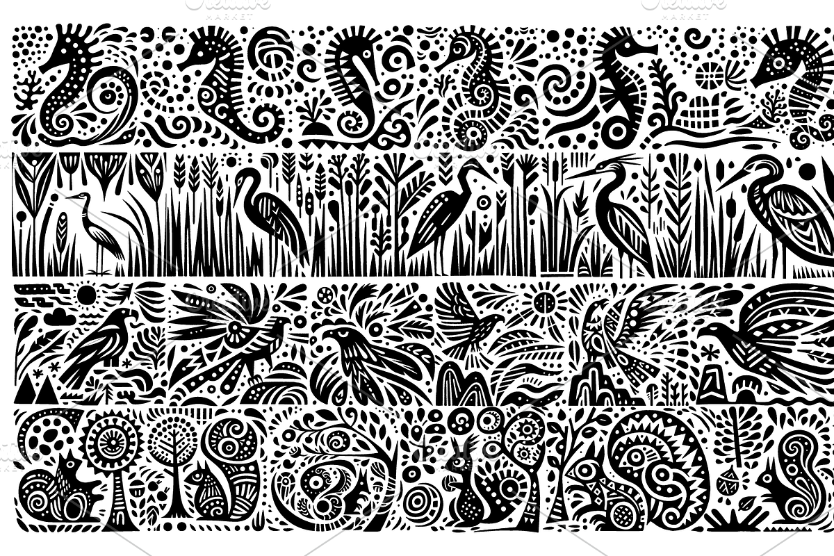 Vintage Animals and Pets Folk Art, a Decorative Illustration by devastd (Photo 10 of 29)