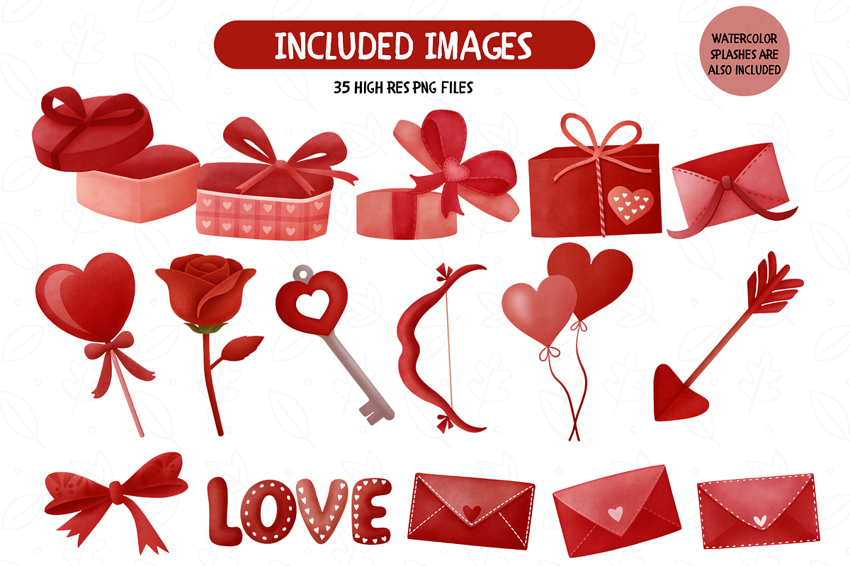 Valentines Day Watercolor Clipart Se, an Illustration by TatiMockup (Photo 2 of 5)
