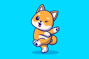 Cute Shiba Inu Dog Dancing Cartoon