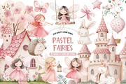 Watercolor Garden Fairies Clipart, a Decorative Illustration by TatiMockup (Thumbnail 1 of 5)