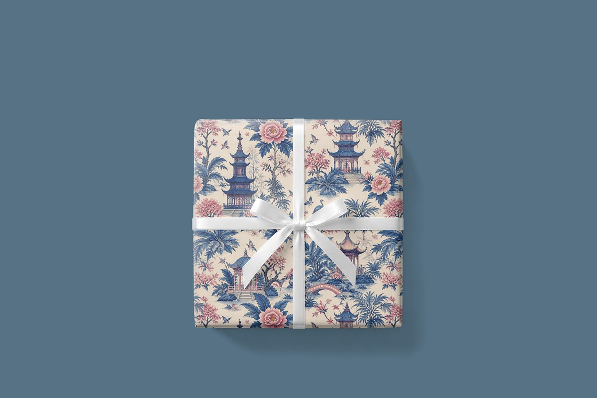 Chinoiserie Pagoda Seamless Pattern, a Pattern Graphic by elif (Photo 2 of 10)