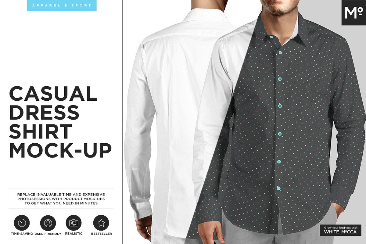 casual dress shirt mockup Casual Dress Shirt Mock-ups Set, a Shirt Mockup by Mocca Mockups Store