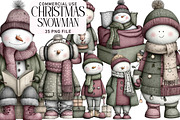 Whimsical Christmas Snowman Clipart, an Illustration by Daily.Designs (Thumbnail 1 of 5)