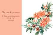 Chrysanthemums - Watercolor clip art, an Illustration by amyxbao (Thumbnail 1 of 2)