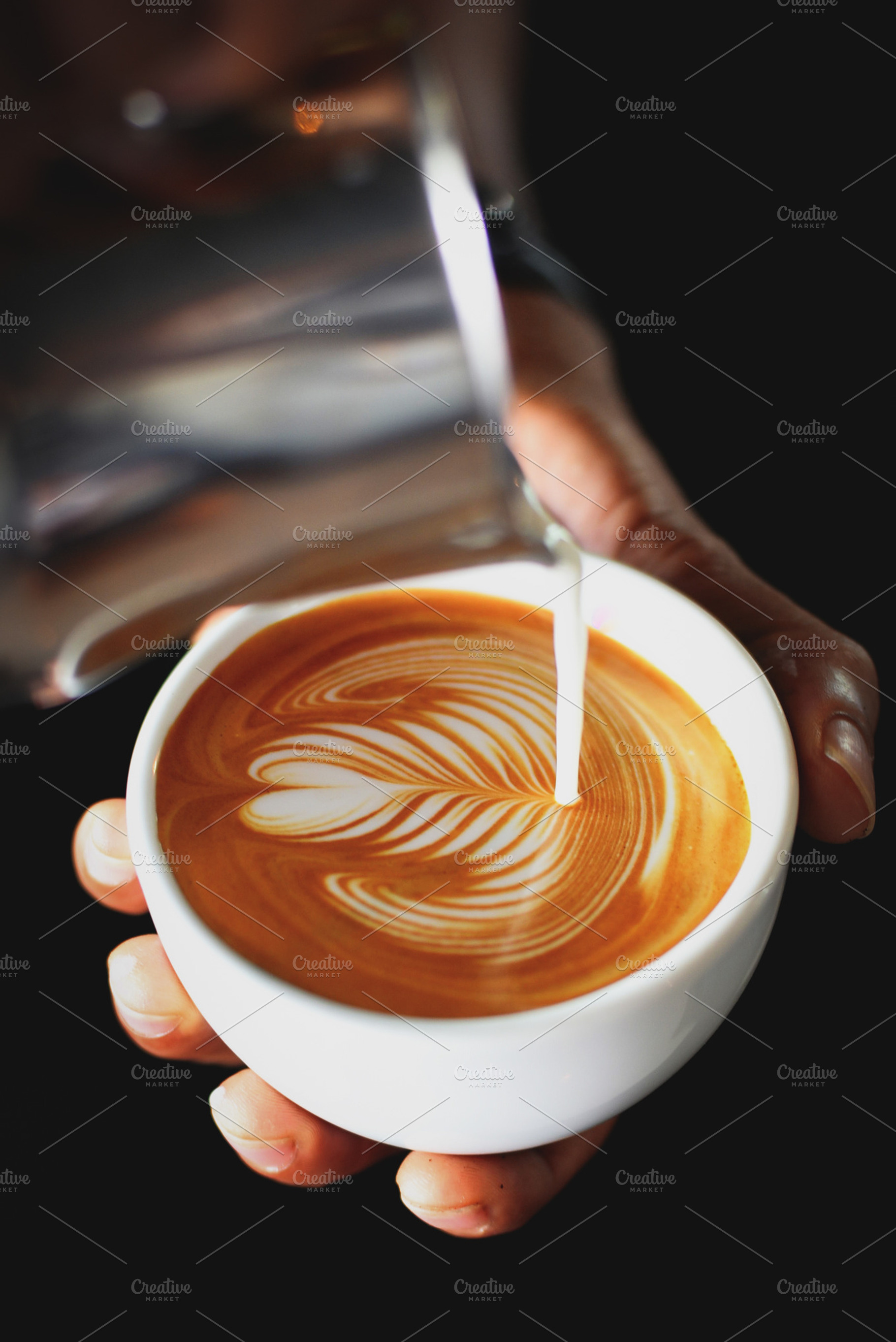 Coffee latte art featuring art, espresso, and wood, a Food & Drink Photo by coffeelover