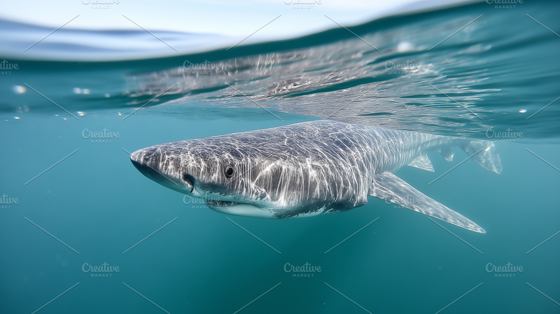 Underwater view of a great shark, an Animal Photo by MistyDay