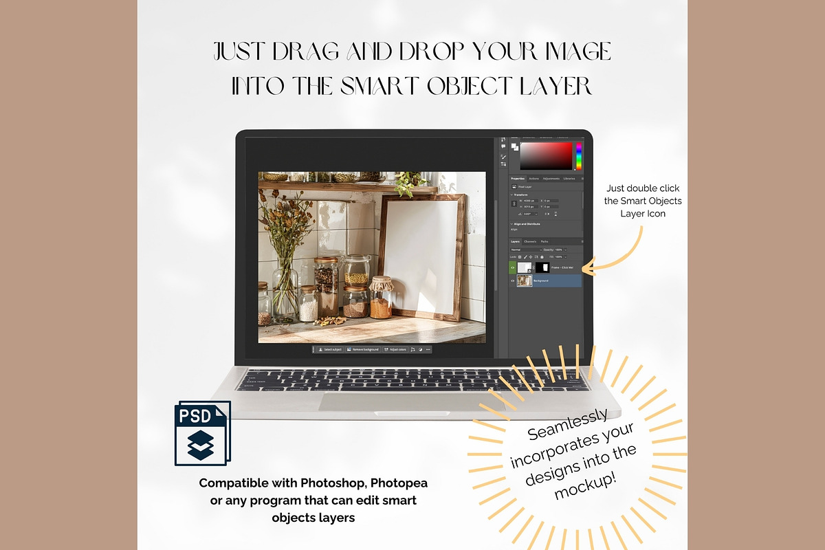 Rustic A4 Frame Mockup FR-KI-01, a Household Mockup by Callistemon Creative (Photo 8 of 8)