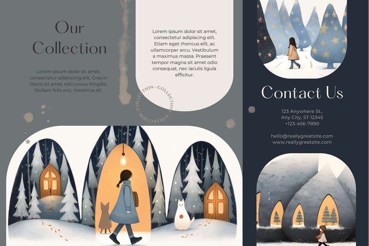 8 Christmas cute girl grey trees, a Seasonal Illustration by ARTOZEN DIGITAL (Photo 13 of 15)