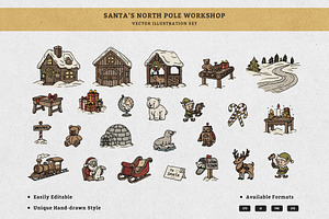 Hand-Drawn Santa’s North Pole vector, an Illustration by MEANDSTUDIO
