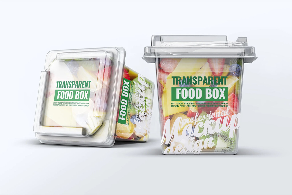 Transparent Food Box Mock-Up, a Packaging Mockup by DesignRushMarket (Photo 6 of 7)