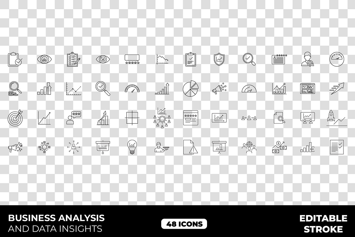 Business Analysis Icon Set, an Outline Icon by Unique Design Team (Photo 1 of 3)