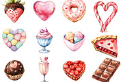 Watercolor Valentine's Day Food Png, an Illustration by designcity5 (Thumbnail 2 of 5)