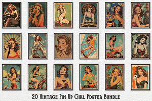 Vintage Pin Up Girl Poster Bundle