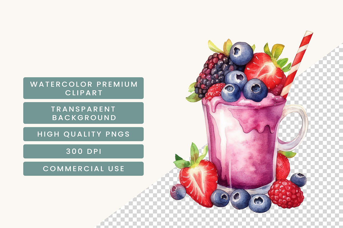 Watercolor Thick Shakes Clipart, a Food Illustration by BusyDaydesign (Photo 7 of 9)