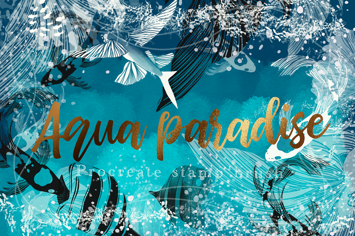 Aqua paradise procreate stamp brush, a Brush Add-On by Meisanmui (Photo 1 of 9)