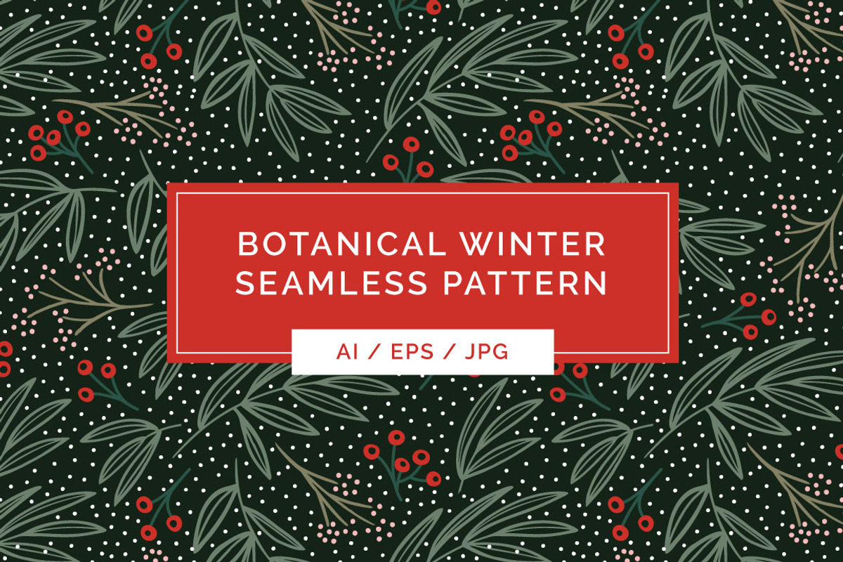 Botanical Christmas Background, a Pattern Graphic by k.becca