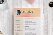 Sweet Watercolor Resume Template /G, a Resume Template by Showy68 Template (Thumbnail 5 of 7)