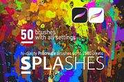 50 HQ SPLASHES Procreate brushes, a Brush Add-On by Eldar Zakirov's (Thumbnail 1 of 10)