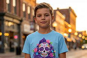 Sugar Skull Purple Cupcake Art, a Shirt Mockup by Vector Stall (Thumbnail 7 of 14)