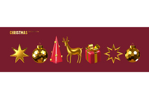 Set of 3D Christmas decorative, an Object Illustration by Liudmyla Matviiets