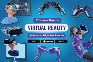 Set Of 3d Icons VR Element Bundle