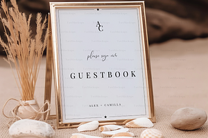 8x10 Table Sign Gold Frame Mockup