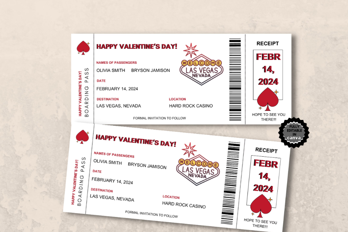 Boarding Pass for Valentine's Day, a Card Template by YasdeyDesigns (Photo 2 of 7)
