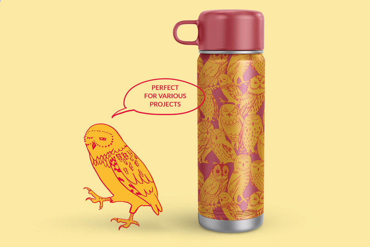 Colorful owls: Seamless pattern, an Animal Illustration by Volga_Store (Photo 2 of 10)