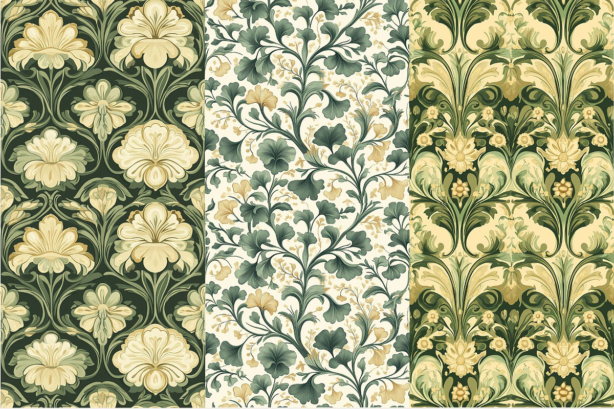 12 Vintage Nouveau Seamless Patterns, a Pattern Graphic by Inknfolly (Photo 3 of 7)