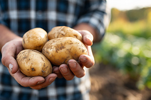 Freshly harvested potatoes held, a Food & Drink Photo by MistyDay