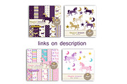 Unicorn Digital Papers & Clipart, a Pattern Graphic by JennyL Designs (Thumbnail 6 of 6)