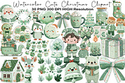 Watercolor Cute Christmas Clipart, an Illustration by Black Bird Studio (Thumbnail 1 of 6)