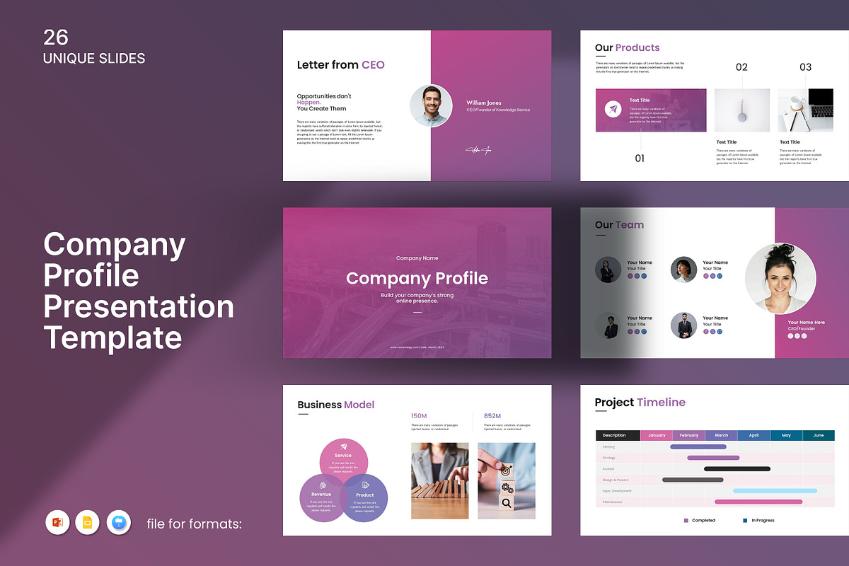 Company Profile Presentation, a Templates & Theme by Slide_Genius1 (Photo 1 of 6)