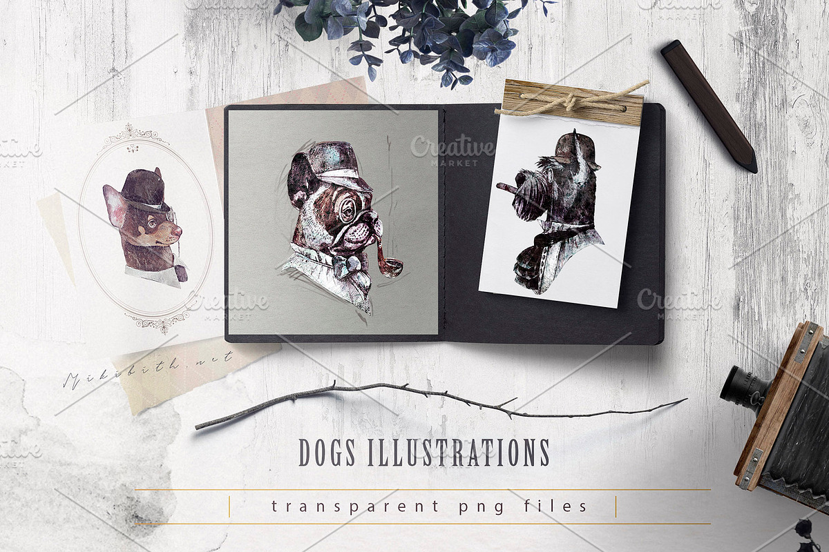 GENTLEMAN DOGS SET, an Object Graphic by Alisa Mikibith Art (Photo 4 of 10)