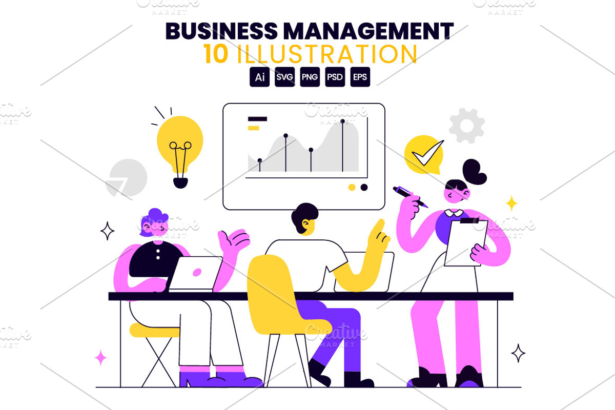 10 Business Management Illustration, a Person Illustration by denayunebgt (Photo 1 of 4)