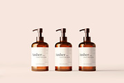 Amber Glass Pump Bottle Mockups, a Cups & Container Mockup by pmvch (Thumbnail 3 of 10)