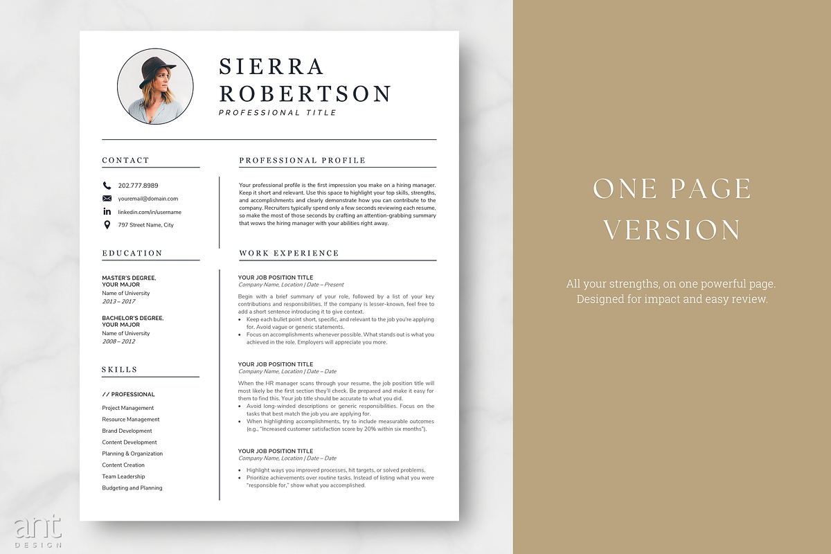 Professional Resume Template -Sierra, a Resume Template by AntDesignStudio (Photo 2 of 9)