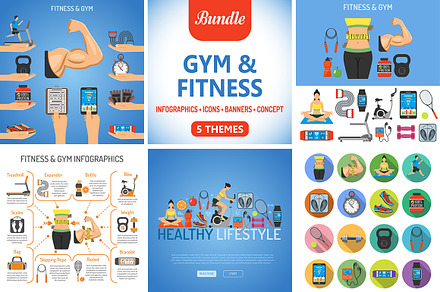 Gym and Fitness Themes | Outline Icons ~ Creative Market