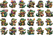 Watercolor Mardi Gras Crocodile Clip, an Illustration by Sublimation Artist (Thumbnail 2 of 6)